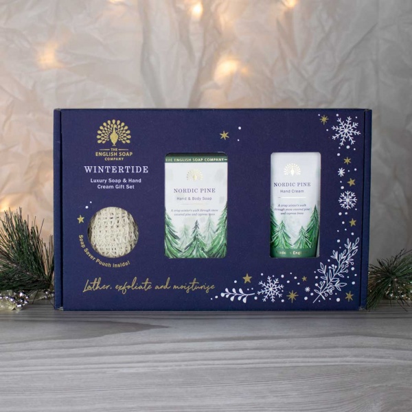 The English Soap Company Wintertide Nordic Pine Luxury Soap and Hand Cream Gift Set